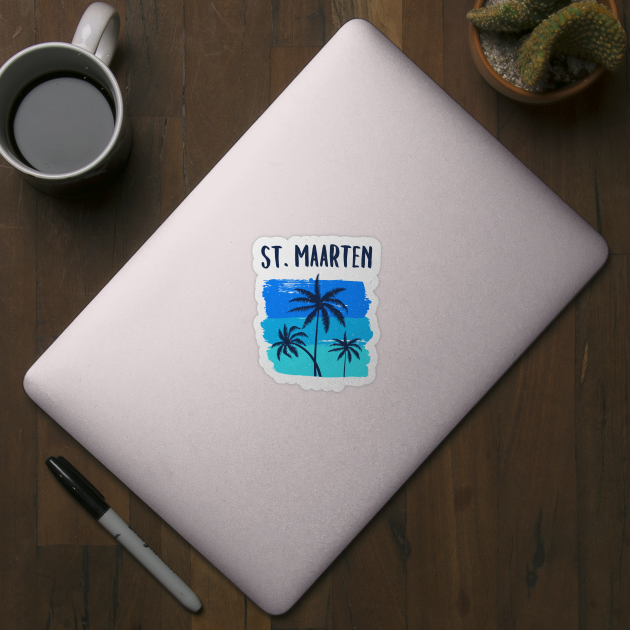 St. Maarten Retro Vacation Souvenir Palm Trees by fizzyllama